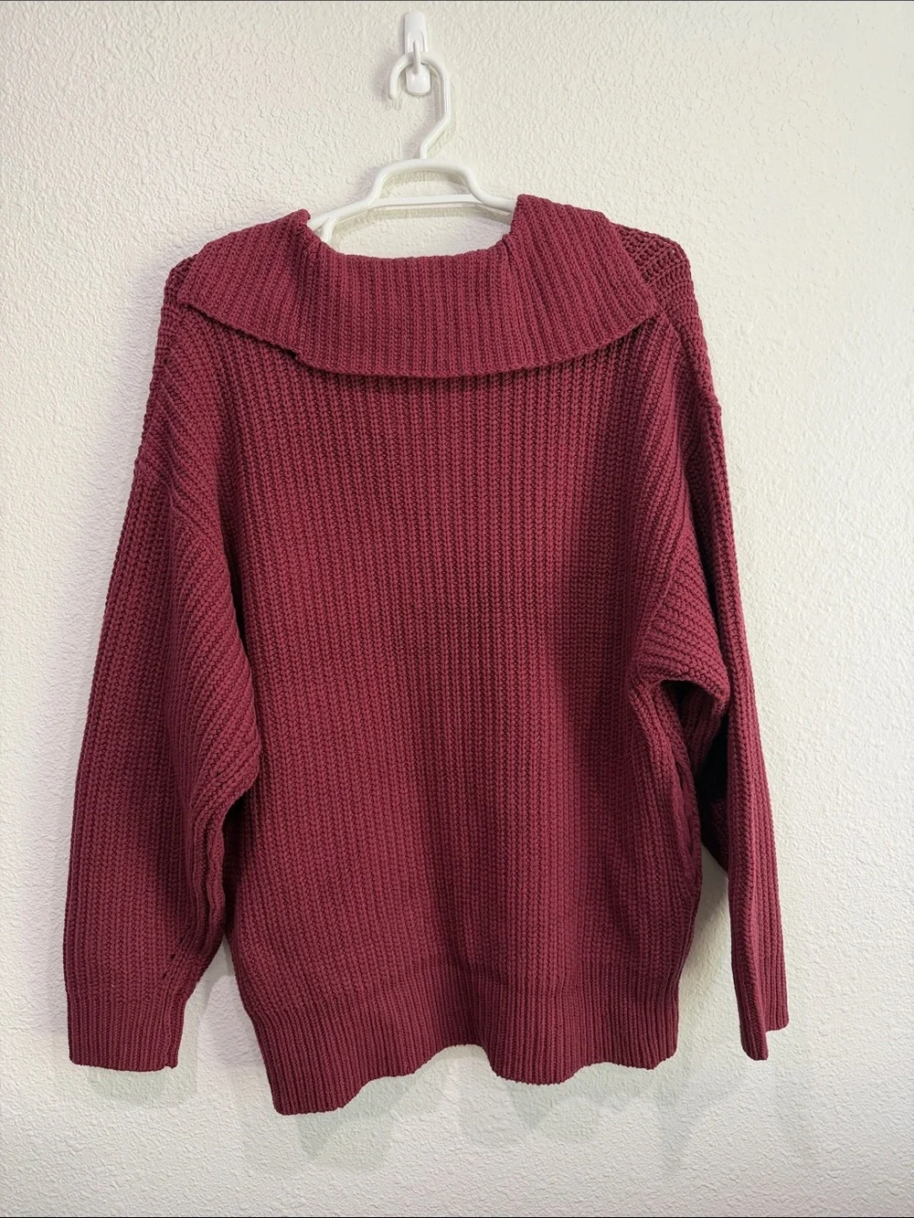 Free People Burgundy Women's Swim Too Deep Long Sleeve Cardi Sweater